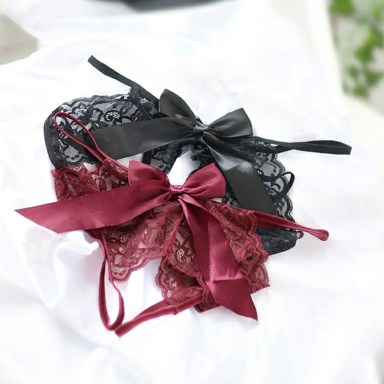 大きいサイズ レディース バックリボン股割れレースTバックショーツ　goldy-1691【メール便可】