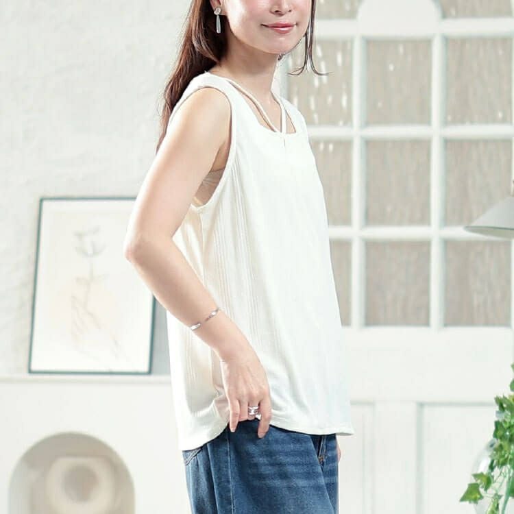大きいサイズ レディース ホルターネックランダムリブタンクトップ　cpdai-659856【メール便可】