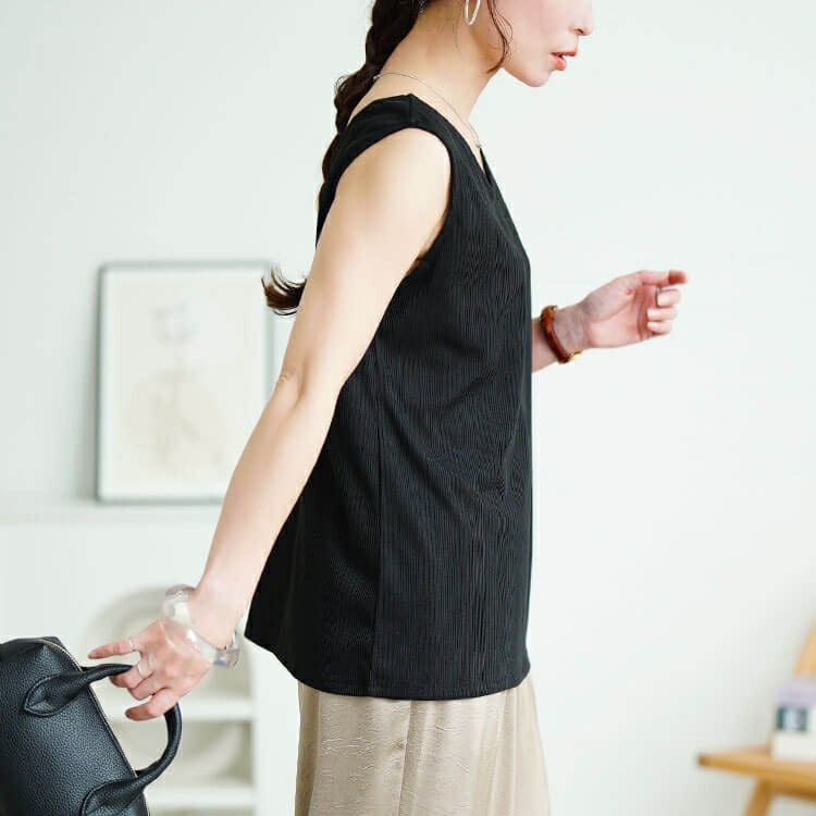 大きいサイズ レディース 前後2wayランダムリブタンクトップ　cpdai-659855【メール便可】