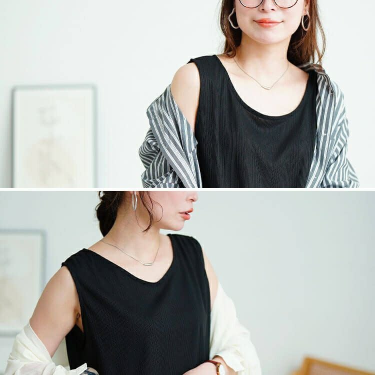 大きいサイズ レディース 前後2wayランダムリブタンクトップ　cpdai-659855【メール便可】