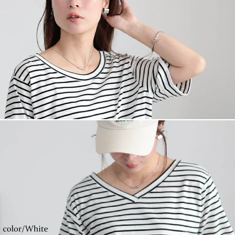 大きいサイズ レディース 接触冷感＆UVカット前後2wayボーダーTシャツ　cpdai-659851【メール便可】