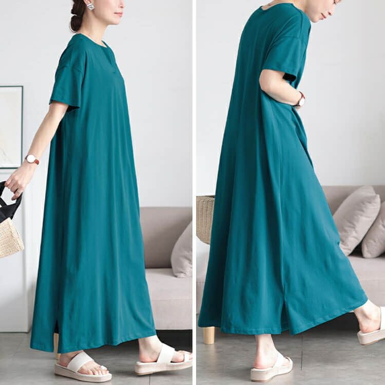 大きいサイズ レディース 接触冷感＆UVカットコットンワンピース　cpdai-659854【メール便可】