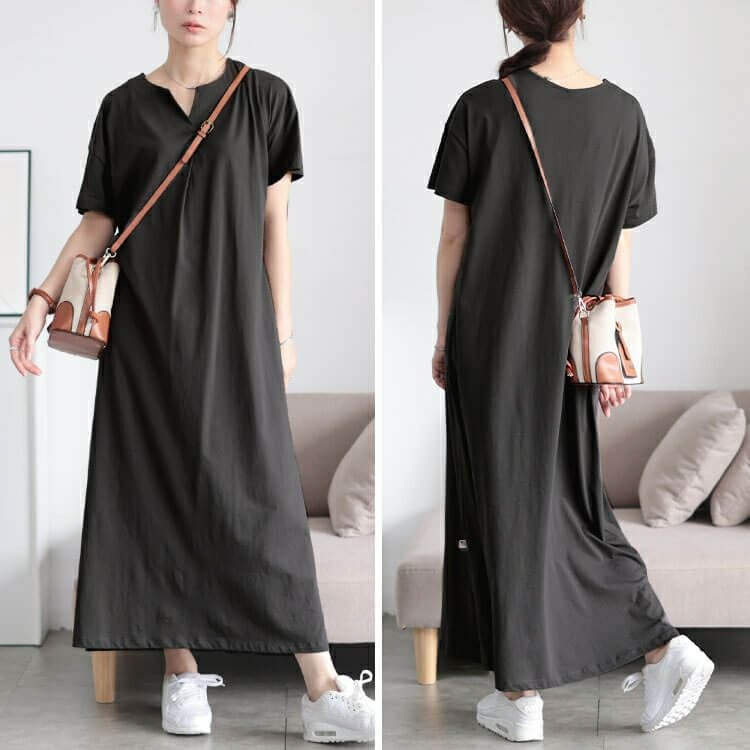 大きいサイズ レディース 接触冷感＆UVカットコットンワンピース　cpdai-659854【メール便可】
