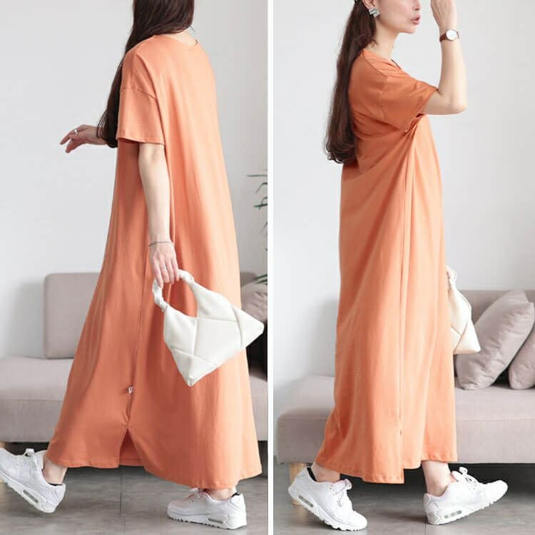 大きいサイズ レディース 接触冷感＆UVカットコットンワンピース　cpdai-659854【メール便可】