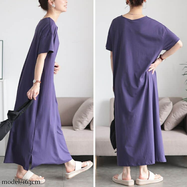 大きいサイズ レディース 接触冷感＆UVカットコットンワンピース　cpdai-659854【メール便可】