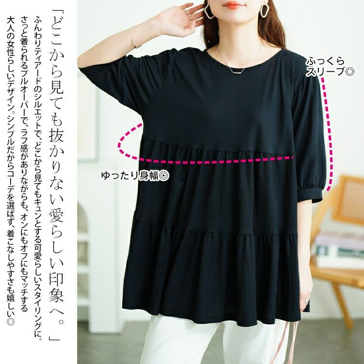 大きいサイズ レディース 接触冷感鹿の子ティアードチュニック　cpdai-659787【メール便可】