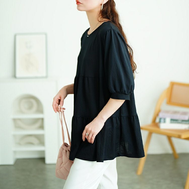 大きいサイズ レディース 接触冷感鹿の子ティアードチュニック　cpdai-659787【メール便可】