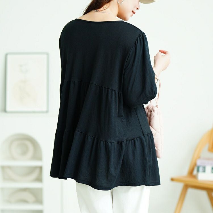 大きいサイズ レディース 接触冷感鹿の子ティアードチュニック　cpdai-659787【メール便可】