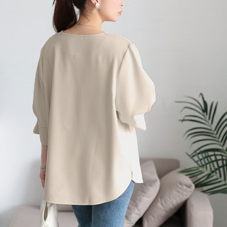 大きいサイズ レディース キーネックタックスリーブプルオーバー　mncut-152328【メール便可】