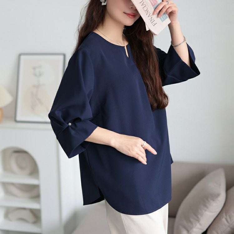 大きいサイズ レディース キーネックタックスリーブプルオーバー　mncut-152328【メール便可】