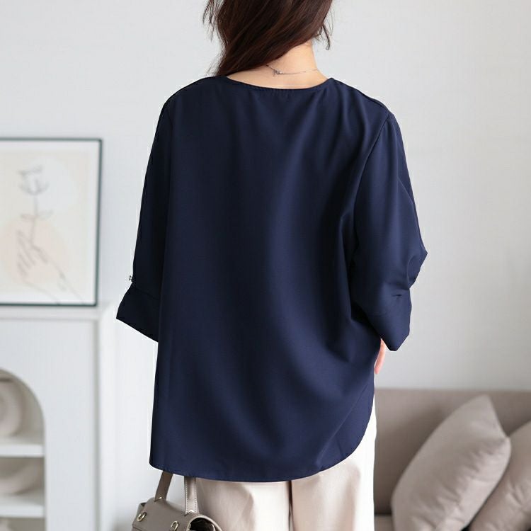 大きいサイズ レディース キーネックタックスリーブプルオーバー　mncut-152328【メール便可】