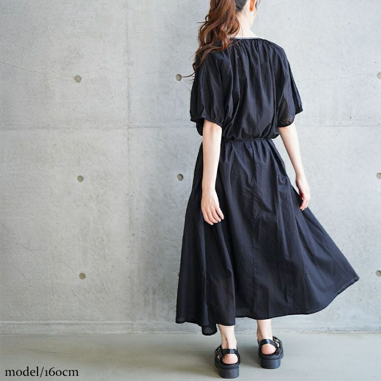 大きいサイズ レディース リボン紐付きエスニック風シャツワンピース　kt-24mi7【メール便可】