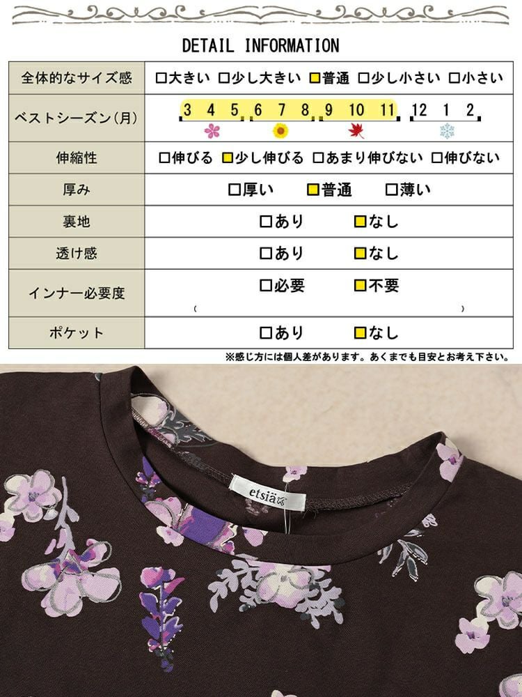 大きいサイズ レディース 接触冷感花柄コットンTシャツ　plan-281517 【メール便可】