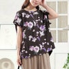 大きいサイズ レディース 接触冷感花柄コットンTシャツ　plan-281517 【メール便可】 チャコール
