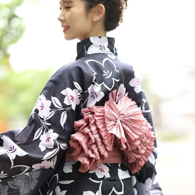 大きいサイズ レディース 【シアー浴衣】浴衣4点セット 古典桔梗柄 上下セパレート浴衣＆結び帯＆インナー（4点）　yukata-s16s