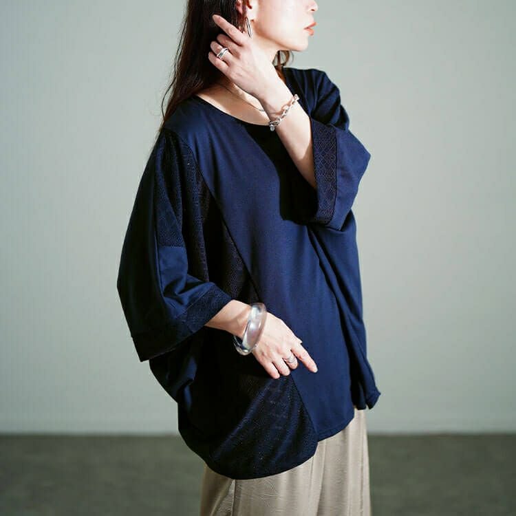 大きいサイズ レディース レース切り替えドルマンプルオーバー　sum-0006 【メール便可】