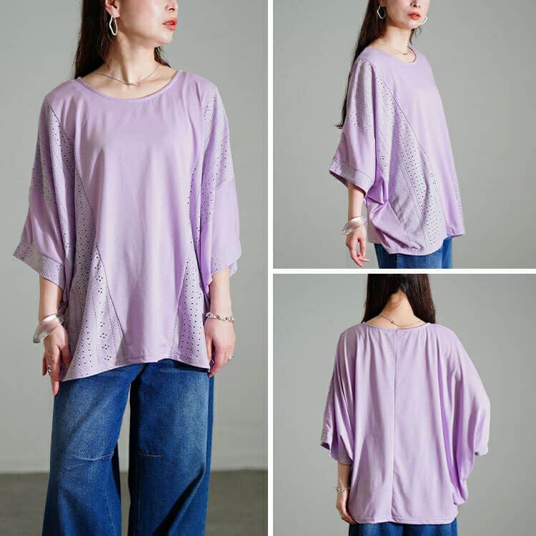 大きいサイズ レディース レース切り替えドルマンプルオーバー　sum-0006 【メール便可】