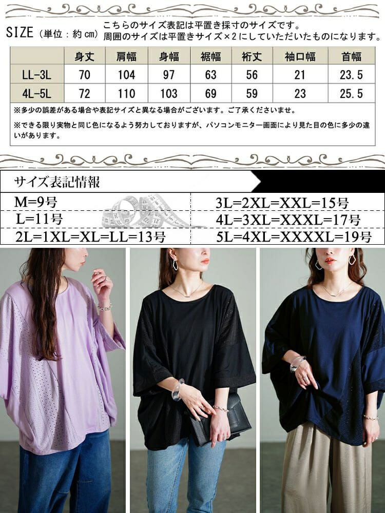 大きいサイズ レディース レース切り替えドルマンプルオーバー　sum-0006 【メール便可】