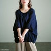 大きいサイズ レディース レース切り替えドルマンプルオーバー　sum-0006 【メール便可】 ネイビー