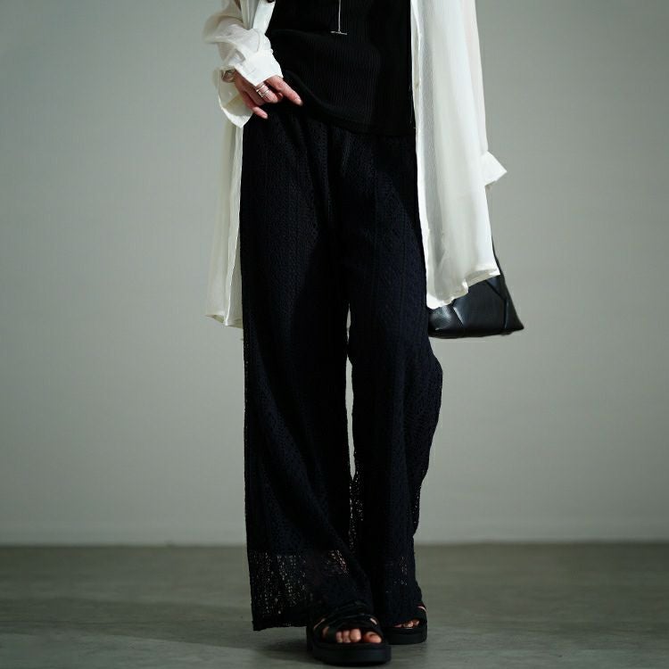 大きいサイズ レディース カットレースフレアパンツ　plan-281121