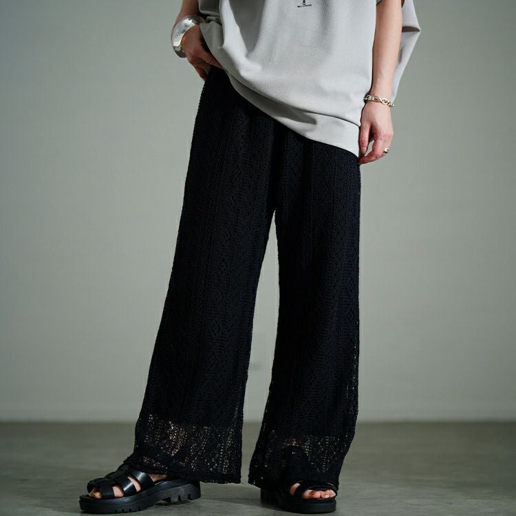 大きいサイズ レディース カットレースフレアパンツ　plan-281121