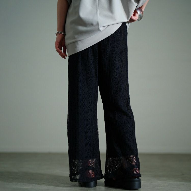 大きいサイズ レディース カットレースフレアパンツ　plan-281121