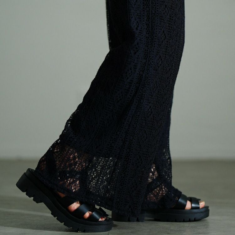 大きいサイズ レディース カットレースフレアパンツ　plan-281121