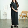 大きいサイズ レディース シアー切り替えパフスリーブ麻調ワンピース　plan-381008 【メール便可】 ブラック