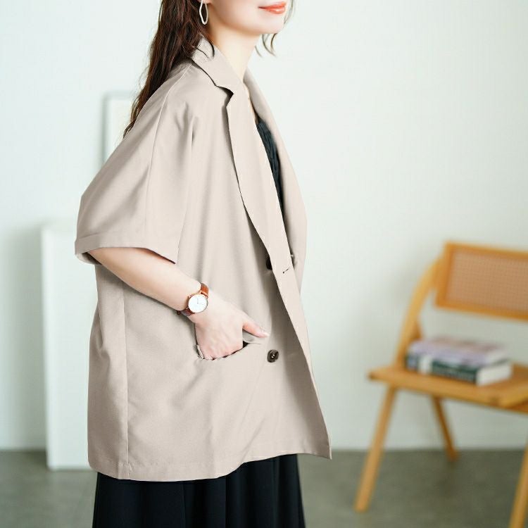 大きいサイズ レディース ダブルボタンオーバーサイズジャケット　plan-381012 【メール便可】