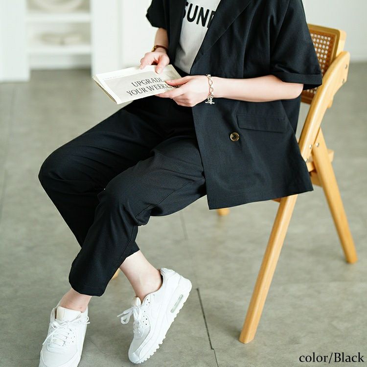 大きいサイズ レディース ウエストタックテーパードパンツ　plan-381013 【メール便可】