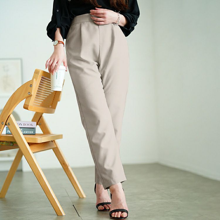 大きいサイズ レディース ウエストタックテーパードパンツ　plan-381013 【メール便可】