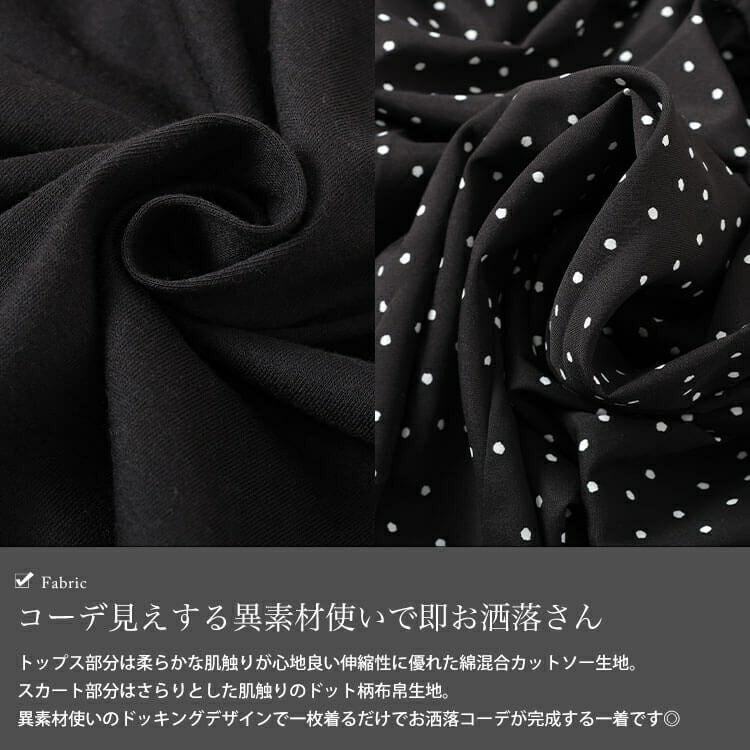 大きいサイズ レディース ドット柄ドッキングティアードワンピース　plan-281097