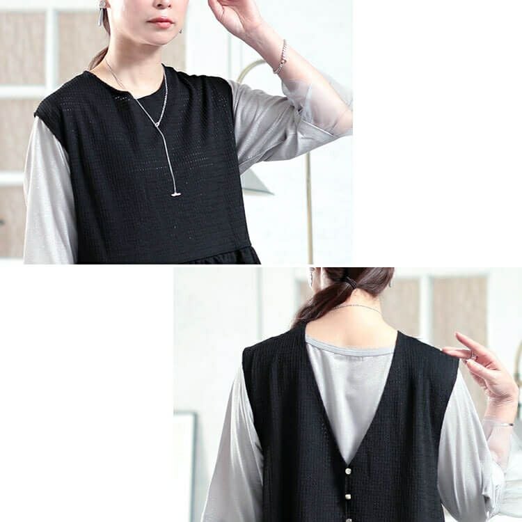 大きいサイズ レディース 前後2way楊柳ペプラムジレ　plan-281078 【メール便可】