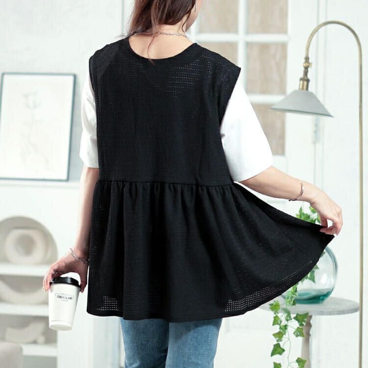 大きいサイズ レディース 前後2way楊柳ペプラムジレ　plan-281078 【メール便可】