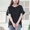 大きいサイズ レディース 接触冷感花柄スリーブコットンTシャツ　plan-281509 【メール便可】 ブラック