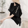 大きいサイズ レディース 接触冷感花柄スリーブコットンTシャツ　plan-281509 【メール便可】 ブラック