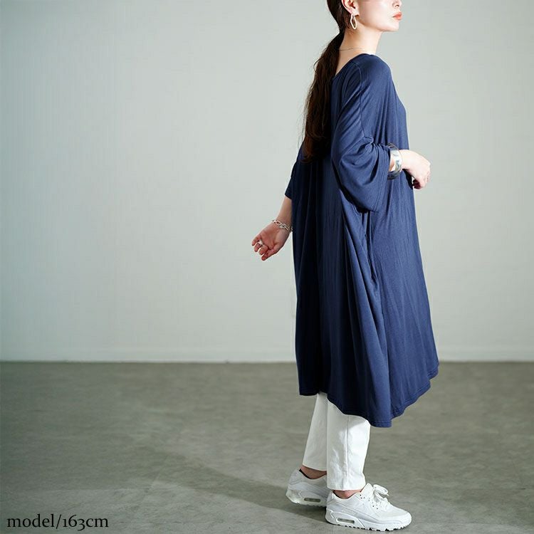 大きいサイズ レディース Vネックドルマンチュニックワンピース　goldy-1687【メール便可】