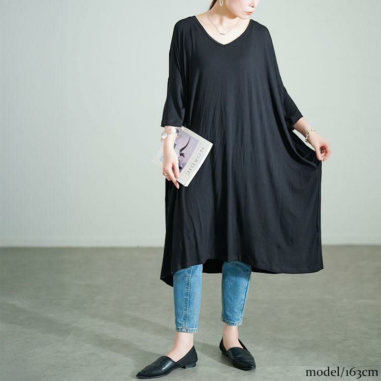大きいサイズ レディース Vネックドルマンチュニックワンピース goldy