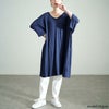 大きいサイズ レディース Vネックドルマンチュニックワンピース　goldy-1687【メール便可】 ネイビー