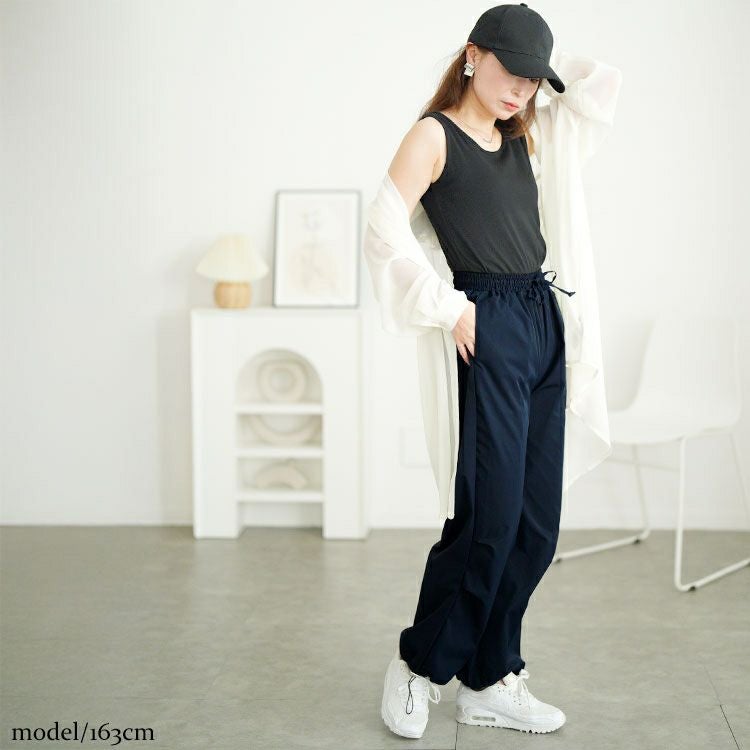 大きいサイズ レディース 裾ドローコードパラシュートパンツ　goldy-1668【メール便可】