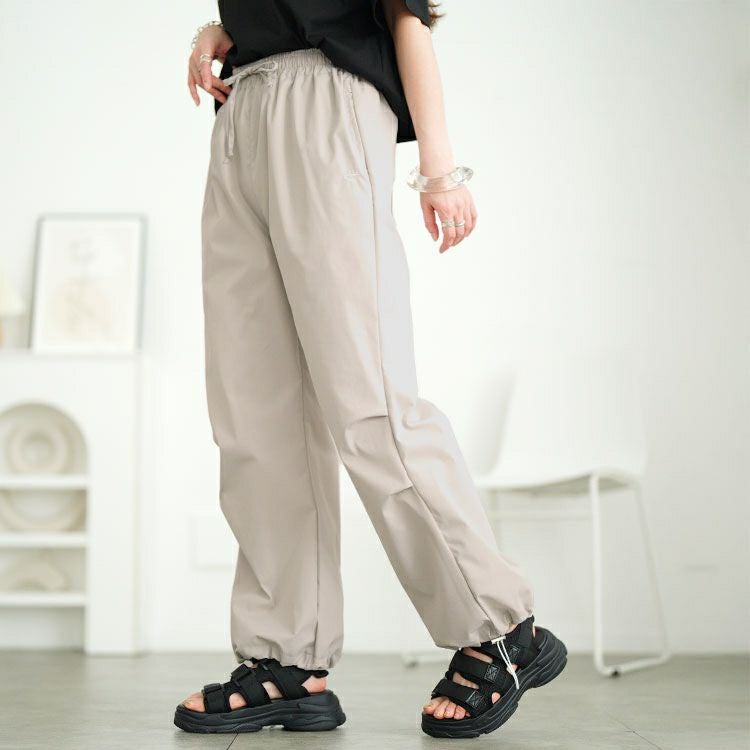 大きいサイズ レディース 裾ドローコードパラシュートパンツ　goldy-1668【メール便可】