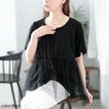 大きいサイズ レディース ティアードチュールレイヤードTシャツ　fem-585【メール便可】 ブラック