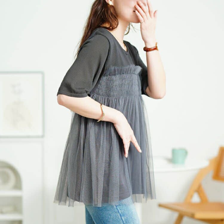 大きいサイズ レディース チュールビスチェドッキングニット　sum-0014【メール便可】