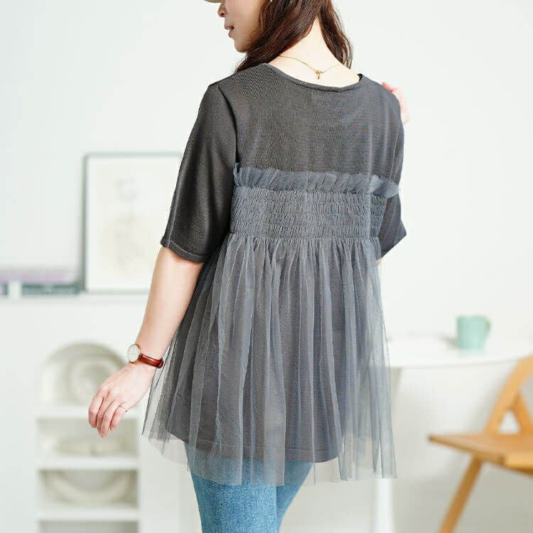 大きいサイズ レディース チュールビスチェドッキングニット　sum-0014【メール便可】