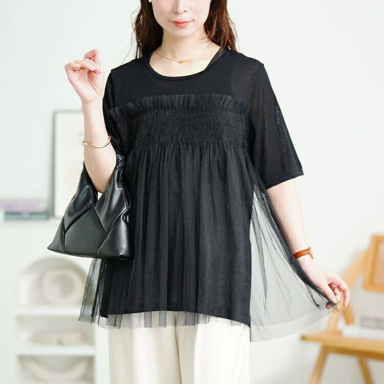 大きいサイズ レディース チュールビスチェドッキングニット　sum-0014【メール便可】