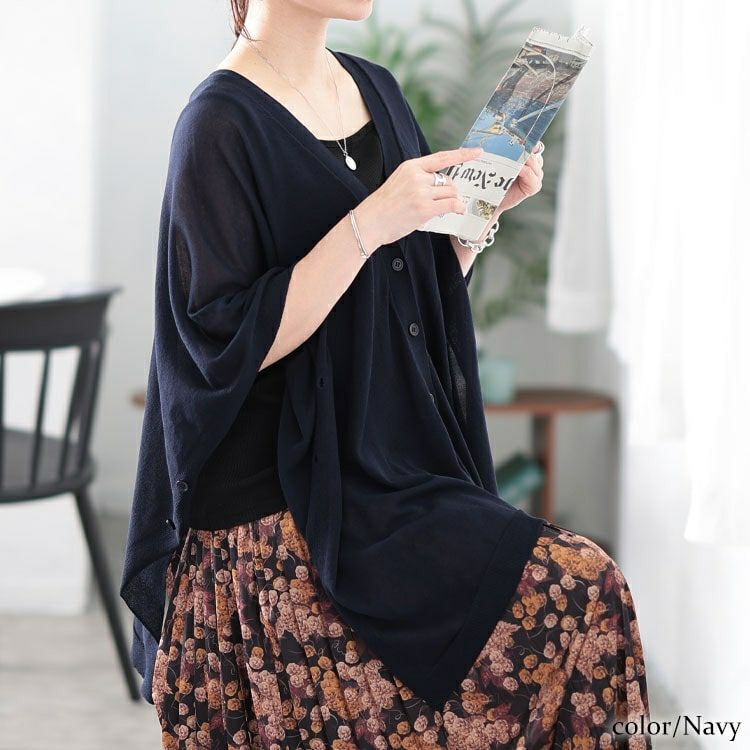 大きいサイズ レディース サイドボタンシアードルマンカーディガン　sum-0011【メール便可】