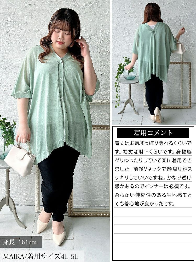 大きいサイズ レディース サイドボタンシアードルマンカーディガン　sum-0011【メール便可】