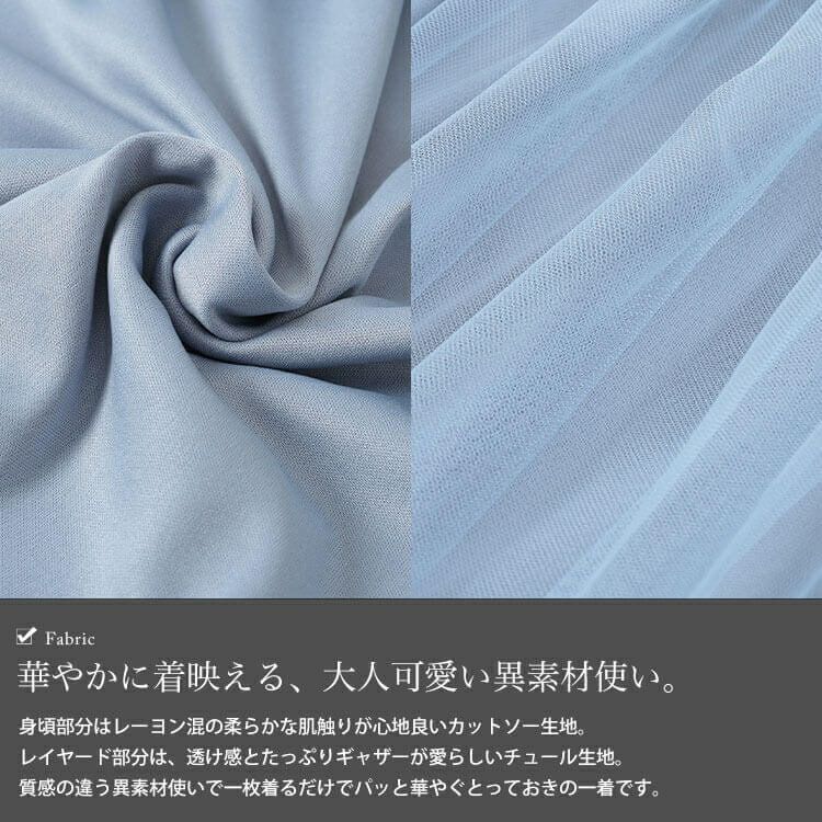 大きいサイズ レディース チュールドッキングドロストワンピース　sum-0009