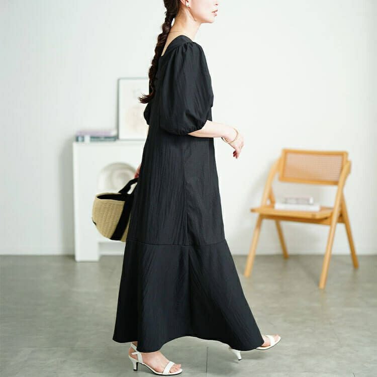 大きいサイズ レディース 前後2wayパフスリーブワンピース　sum-0008【メール便可】