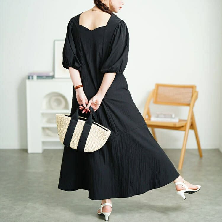 大きいサイズ レディース 前後2wayパフスリーブワンピース　sum-0008【メール便可】